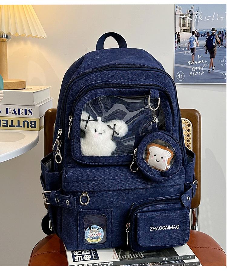 School bag cute transparent pain bag versatile high value junior high school student school bag ins wind Japanese Korean version backpack leisure bag