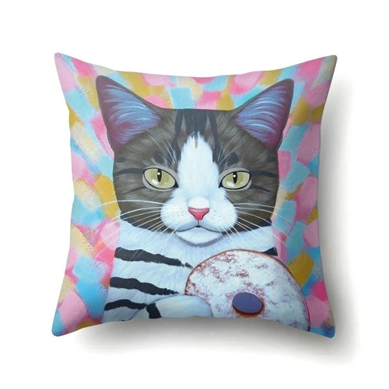 Colorful Cat Animal Decorative Pillowcase Living Room Office Ornaments Home Pillowcase