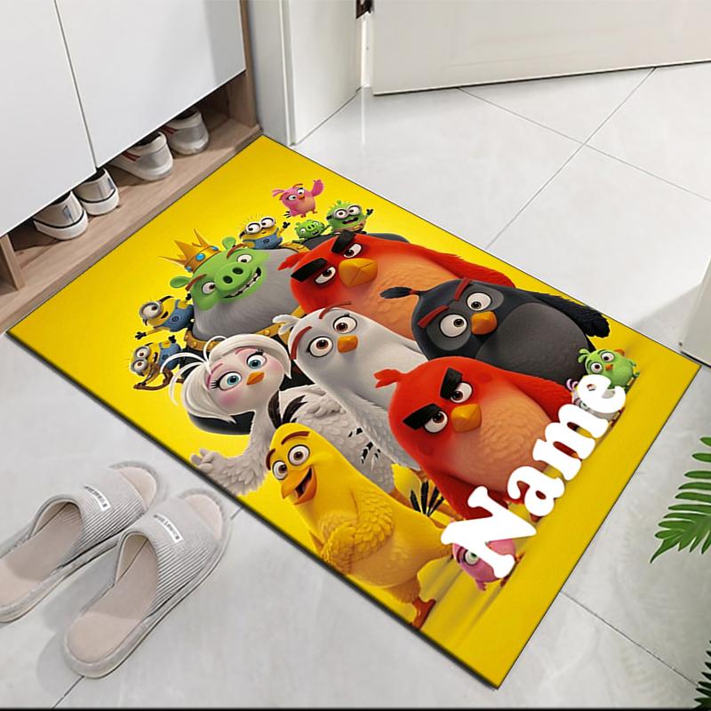 Custom Name Angry Birds Printed Carpet Rug For Office Chair Living Room Bedroom Kitchen Room Decor Gifts