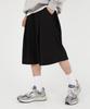 Boundary Double-Tucked Wide Bermuda Shorts [Black]