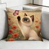 Cute SiameseE CCat Square DoubleSided printed Pillow Case Bedroom Bedside Pillow Sofa Cushion Cover Gift