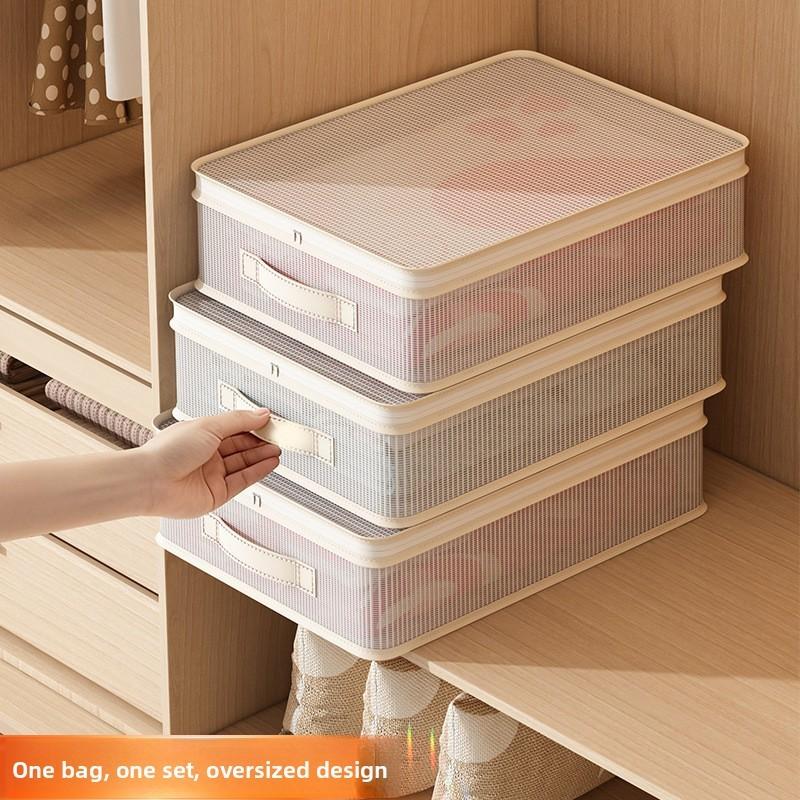 Transparente Mehrzweck-Aufbewahrungstasche mit Reißverschluss für Schlafzimmer, Kleiderschrank und Wäscheaufbewahrung