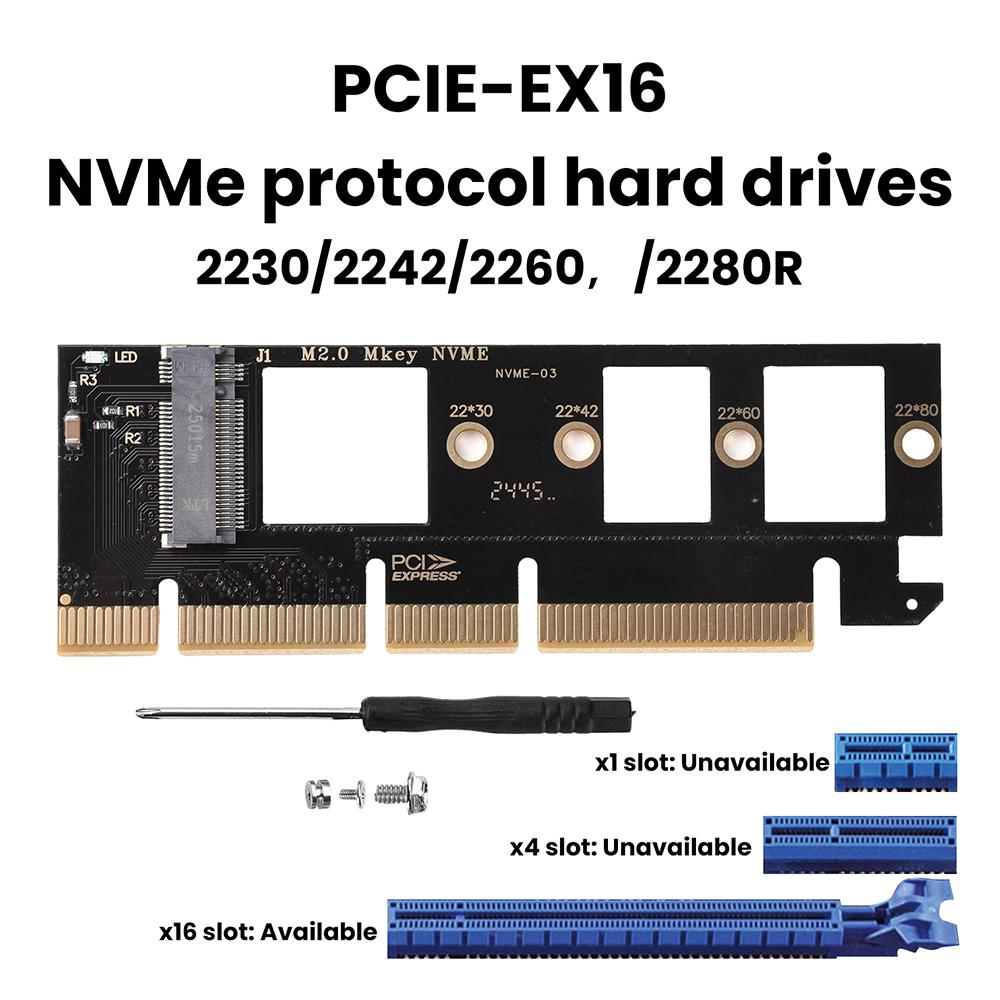 

PCIE to M.2 NVMe SSD Expansion Card PCI‑E X1 X4 X16 Compatible 2230-2280 M2 SSD LED Indicator Heat Dissipation Upgrade Adapter