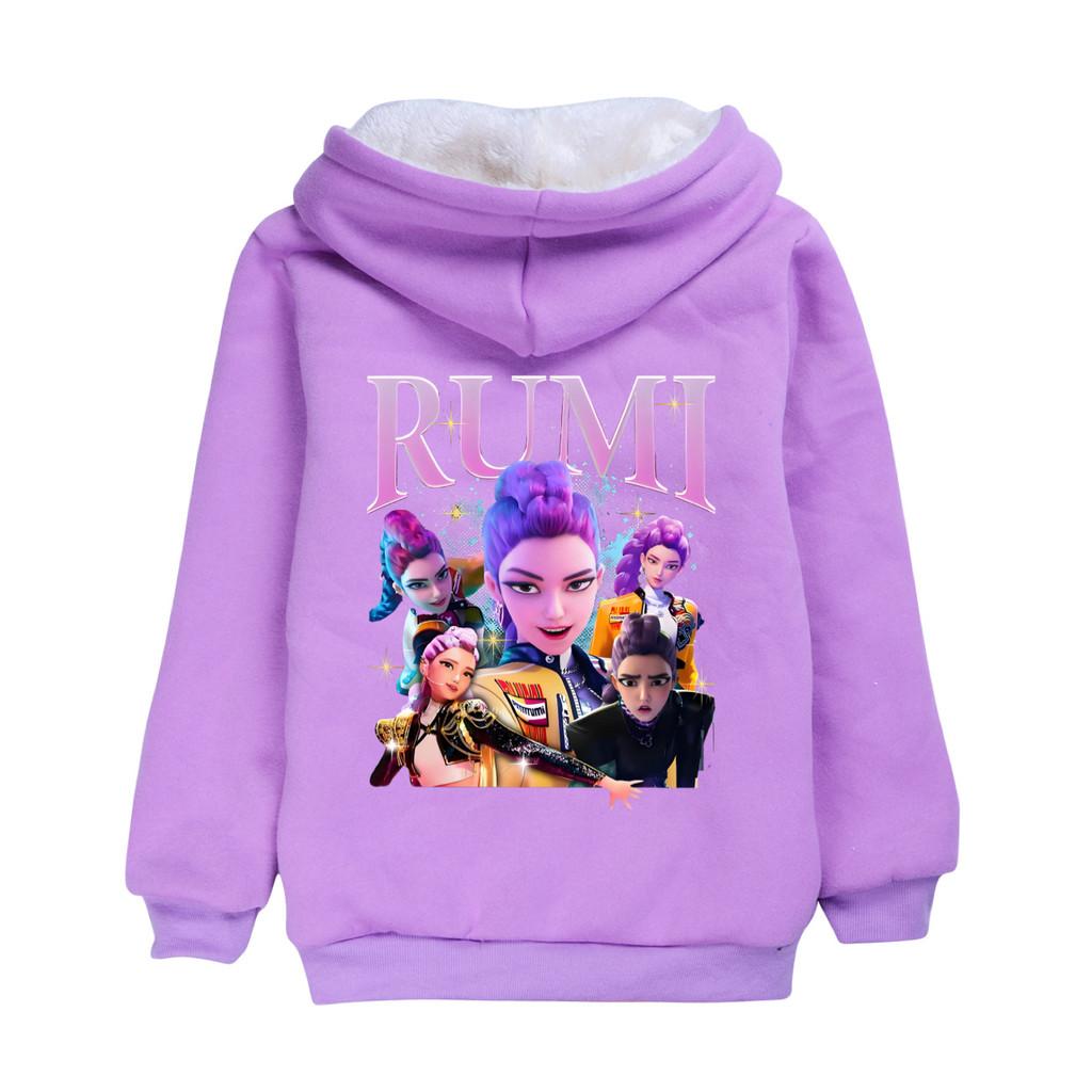 4805 Kinder Mädchen Kpop Zoey Mira Rumi Rumi Mantel Langärmlig Samt Warm Winterjacke
