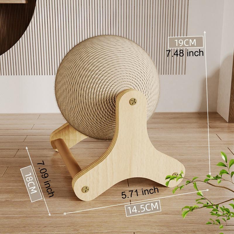 Cat Scratching Board Solid Wood Stable Scratch-resistant Hemp Rope Suspended Ball Cat Claw Sharpening Silent Entertainment Toy