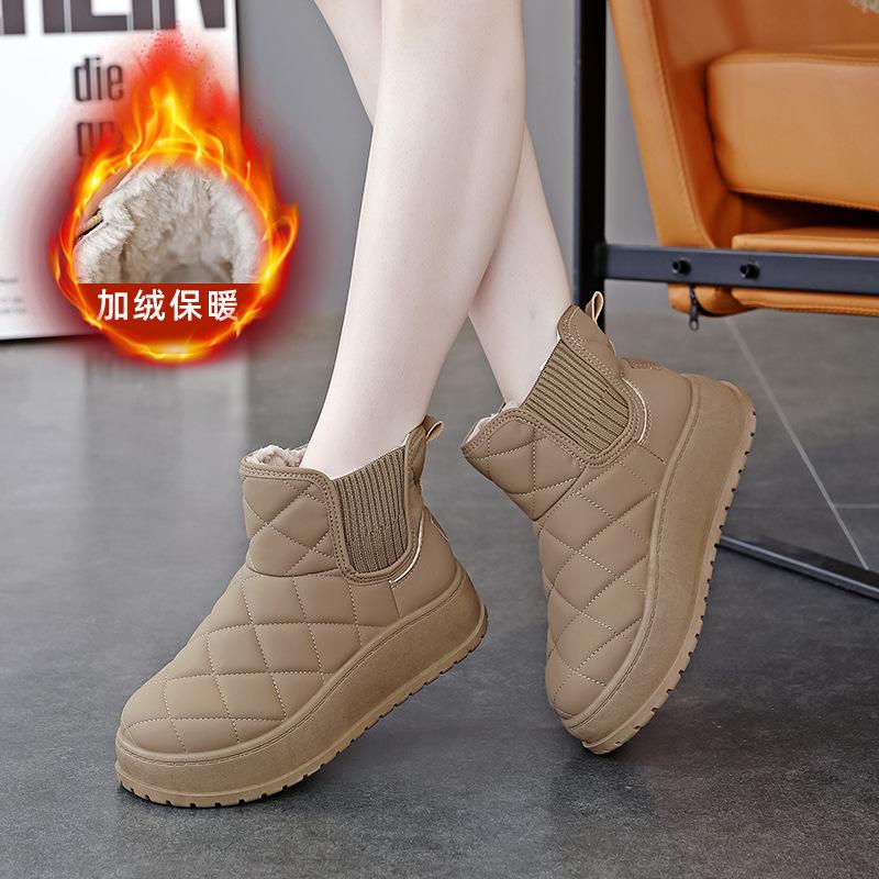 

Жіночі зимові чоботи новинка зими вибух товста підошва збільшуючі зріст короткі чоботи оксамитові теплі великі бавовняні черевики K 40 коричневий