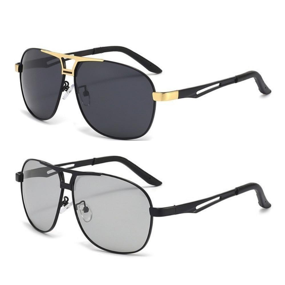 2PCS Pochromic Polarized Sunglasses UV400 Color-changing Lens for Men Anti-glare Driving Eyeglasses for Day and Night Using