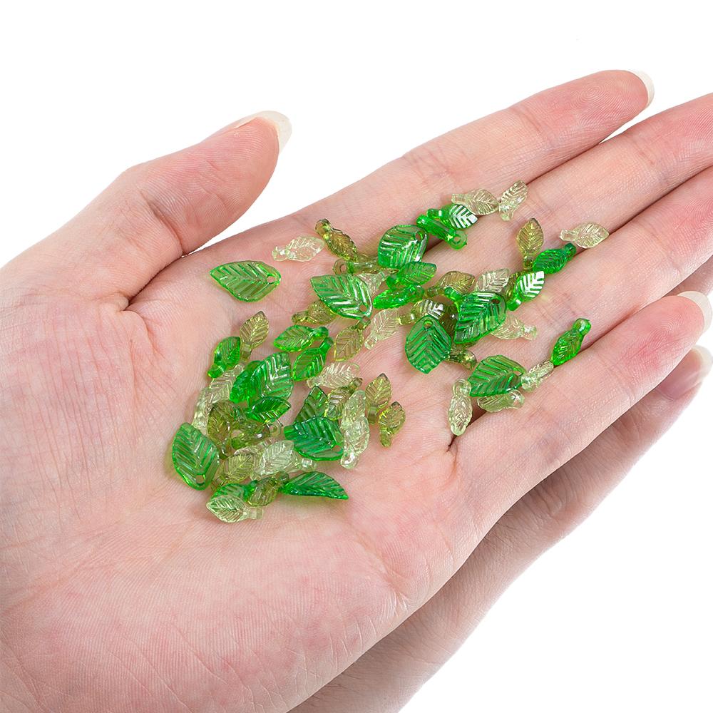 50pcs 100pcs DIY Acrylic Green Leave Pendants Charms Plastic Flower Leaf Loose Beads for Earrings Wedding Hair Jewelry Findings