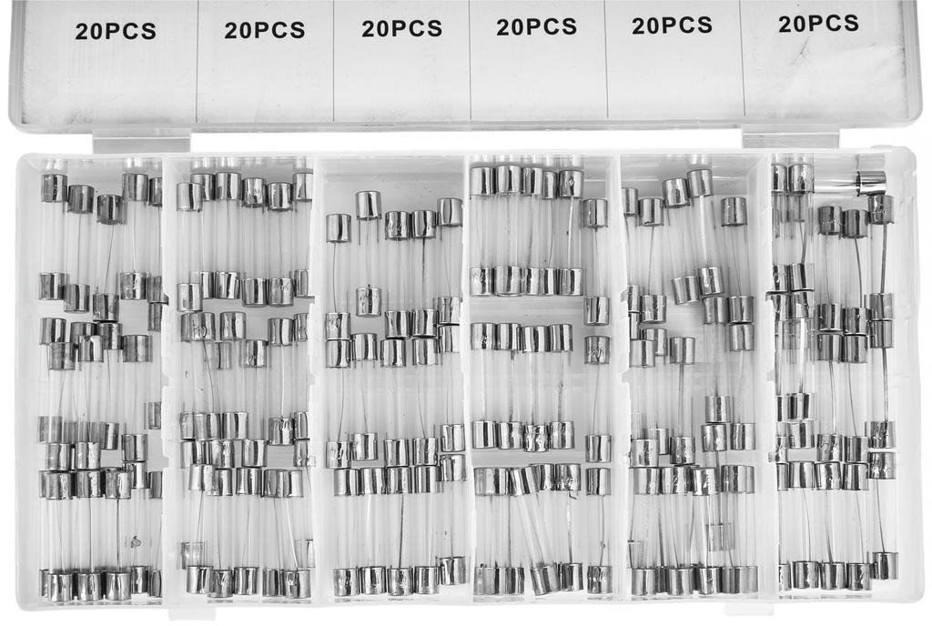 Glass Fuses 120 Pcs 5-30A KD1302