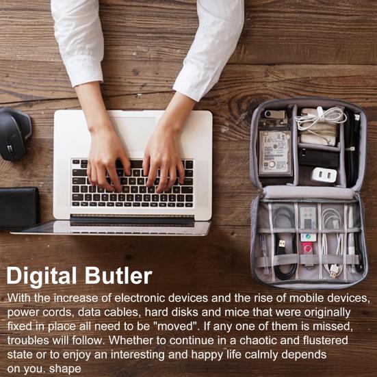 Cable Storage Bag Earphone Charger Organizer Large Capacity Zipper Closure Waterproof