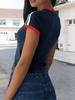 Top Corto da Donna Y2K con Stampa di Lettere Manica Corta Baby Tee Camicia Casual Estiva