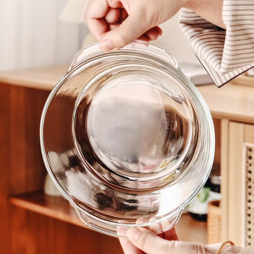 Krystallskål med høy borosilikatglass Varmebestandig husholdningskokegryte Matoppbevaringsbeholder