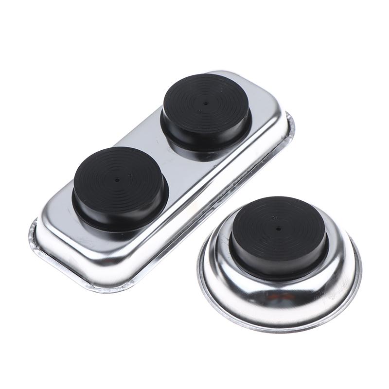 Stainless Steel Magnetic Trays Circular Rectangular Magnetic Parts Bowl Bolts Nuts Screw Storage Tray Metal Tool Holder Plate