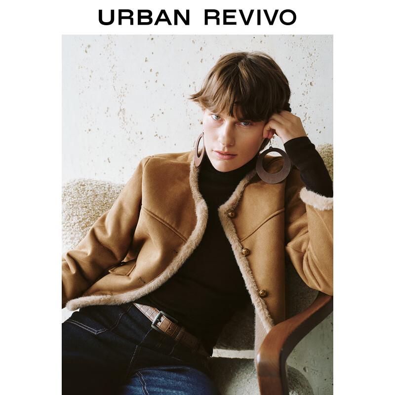 UR Women's Retro Metal Buckle Spliced Jacket