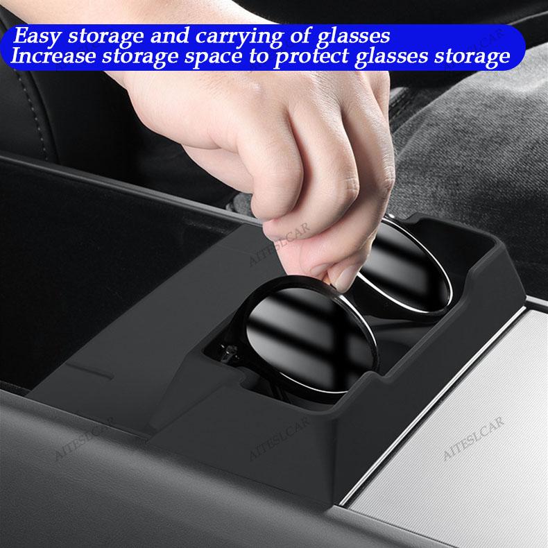 For Tesla Model 3 Y Juniper 2025 2026 Center Console Armrest Storage Box Glasses Holder Tray Case Organizer Interior Accessories