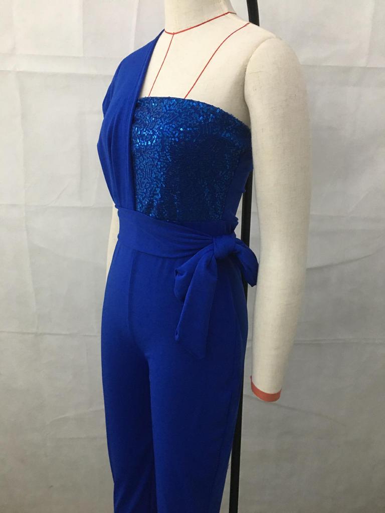2026 Summer Luxurious Sequin One-shoulder Jumpsuit: A Chic Socialite Style