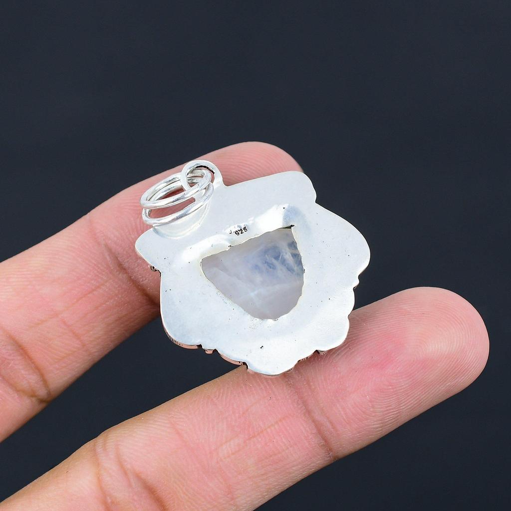 Gift For Women Pendant 925 Sterling Silver Natural Rainbow Moonstone Gemstone