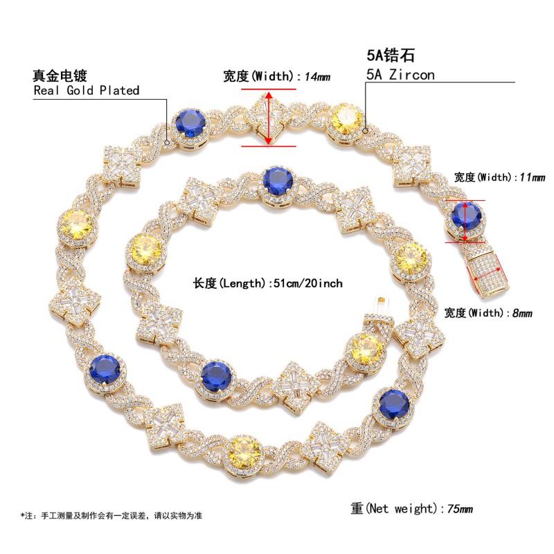 Minimalist Square Zircon Pendant Necklace Men Women Gold Plated Copper Chain Daily Wear Fashion Jewelry