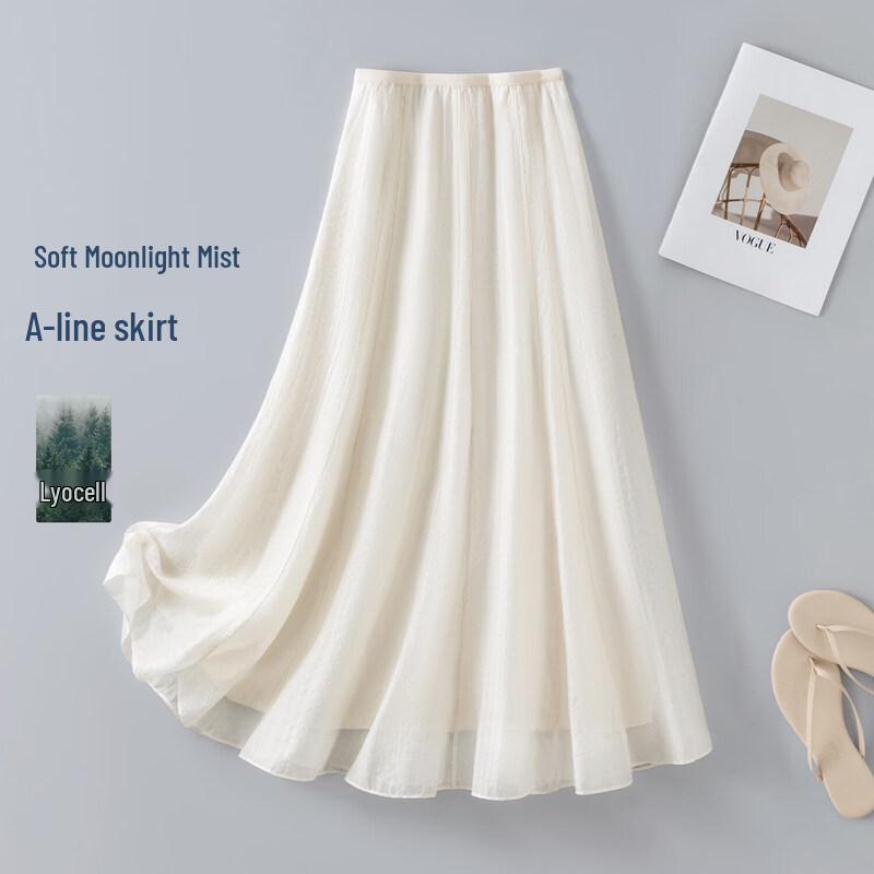 IHIMI Lyocell Flowy A-Line Midi Skirt S