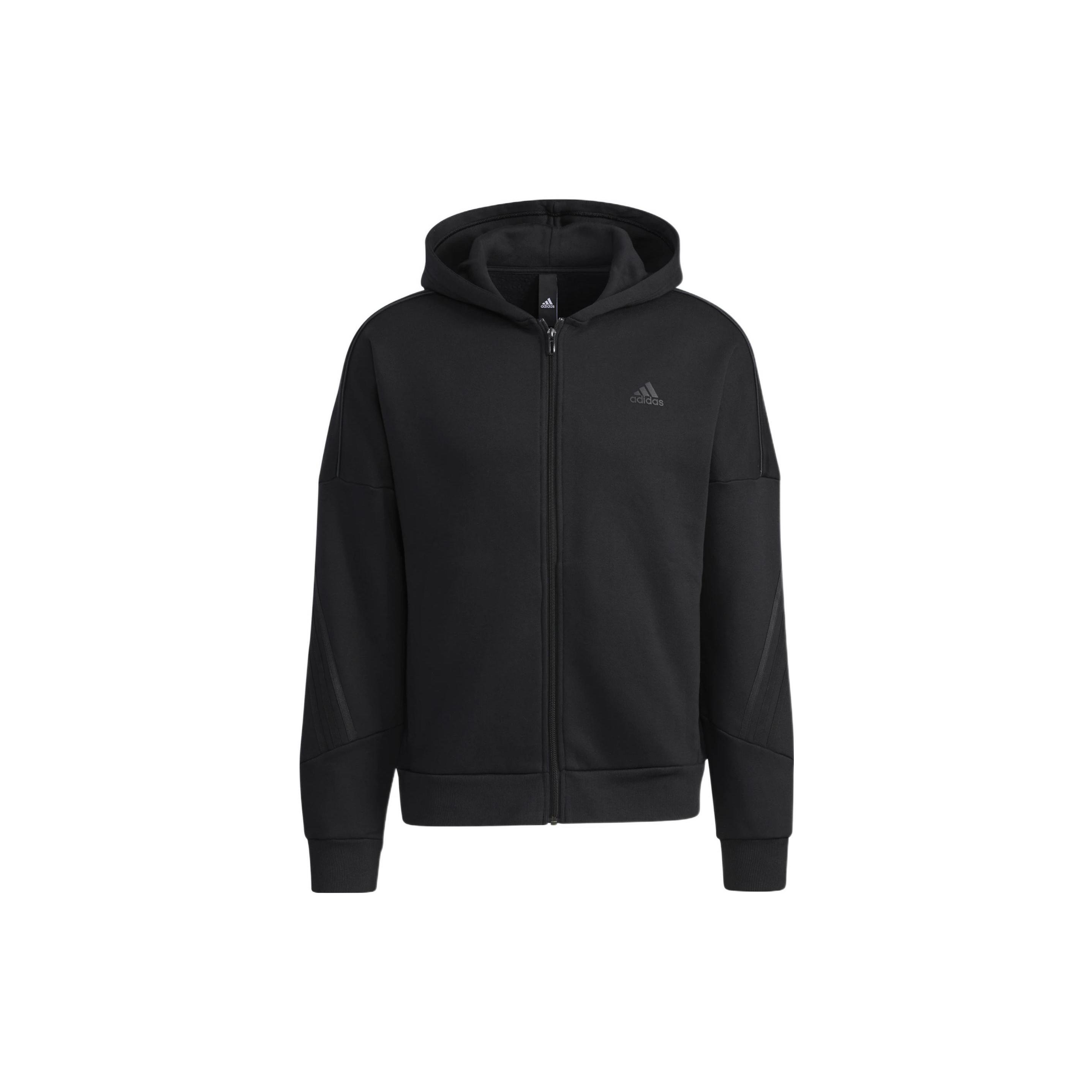 adidas Athleisure Casual Sports Breathable hooded Zipper Jacket Black Men s GT6355 M