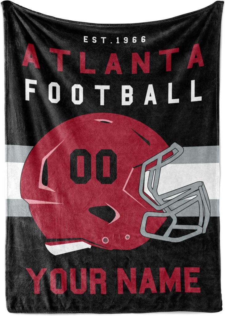 Throw Blanket For Football Fans Ships Next Day Made In Usa -Custom Fleece Name Ideal Youth Footb Custom Blankets