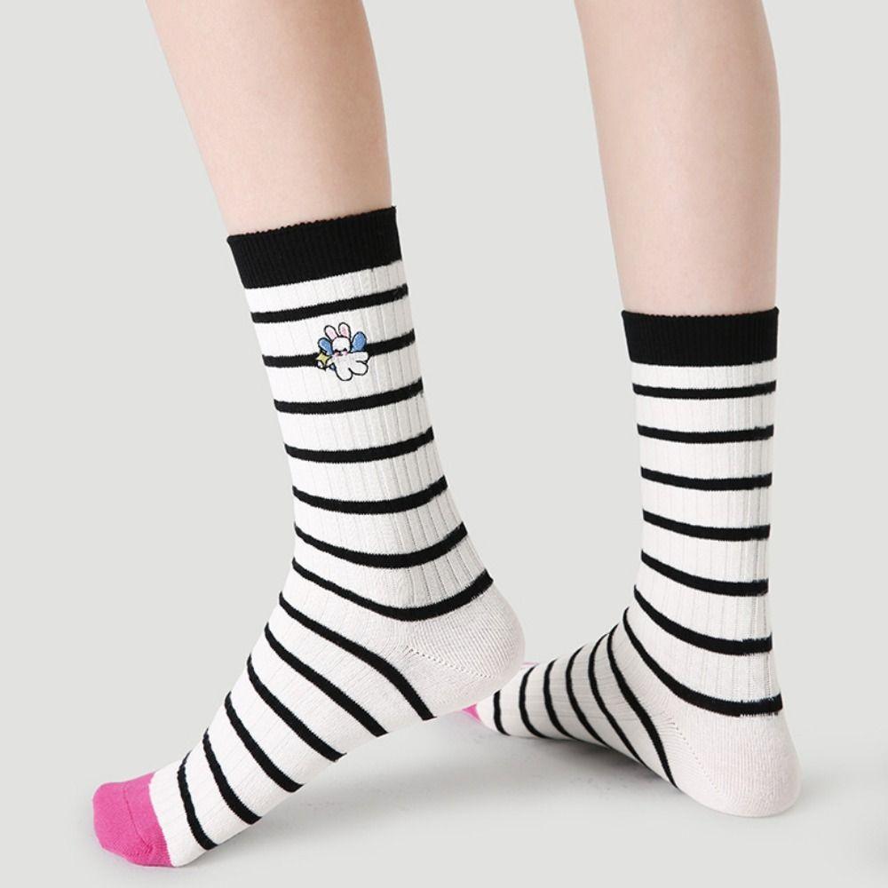 

Носки с рисунком из мультфильмов Harajuku Вязаные носки средней длины Креативные цветные носки в стиле пэчворк Спорт H