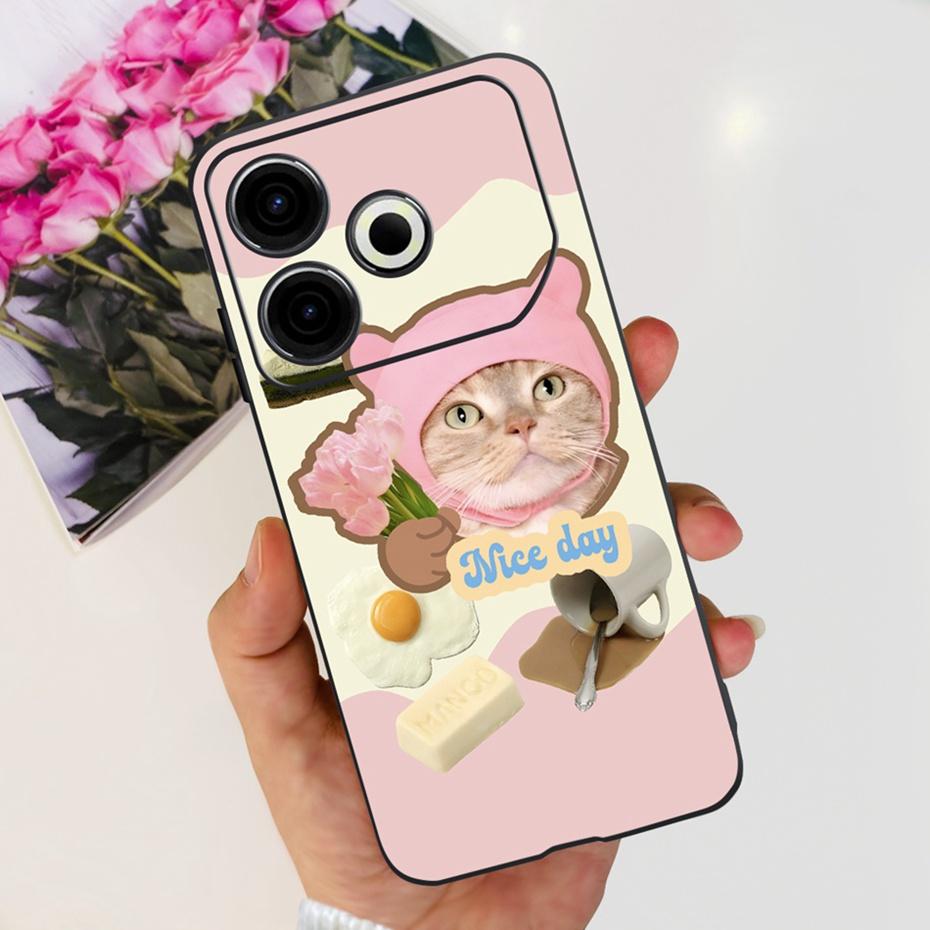 2024 Fashion Case For Tecno Pova 6 Neo Black Silicone Soft TPU Back Cover For Tecno Pova 6Neo 4G Phone Cases
