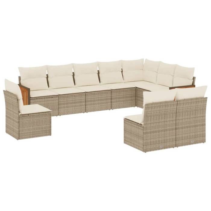 VidaXL Garden Lounge Set with Cushions 10 Pcs, Patio Sofas, Patio Furniture Set, Outdoor Furniture, Beige 3227752