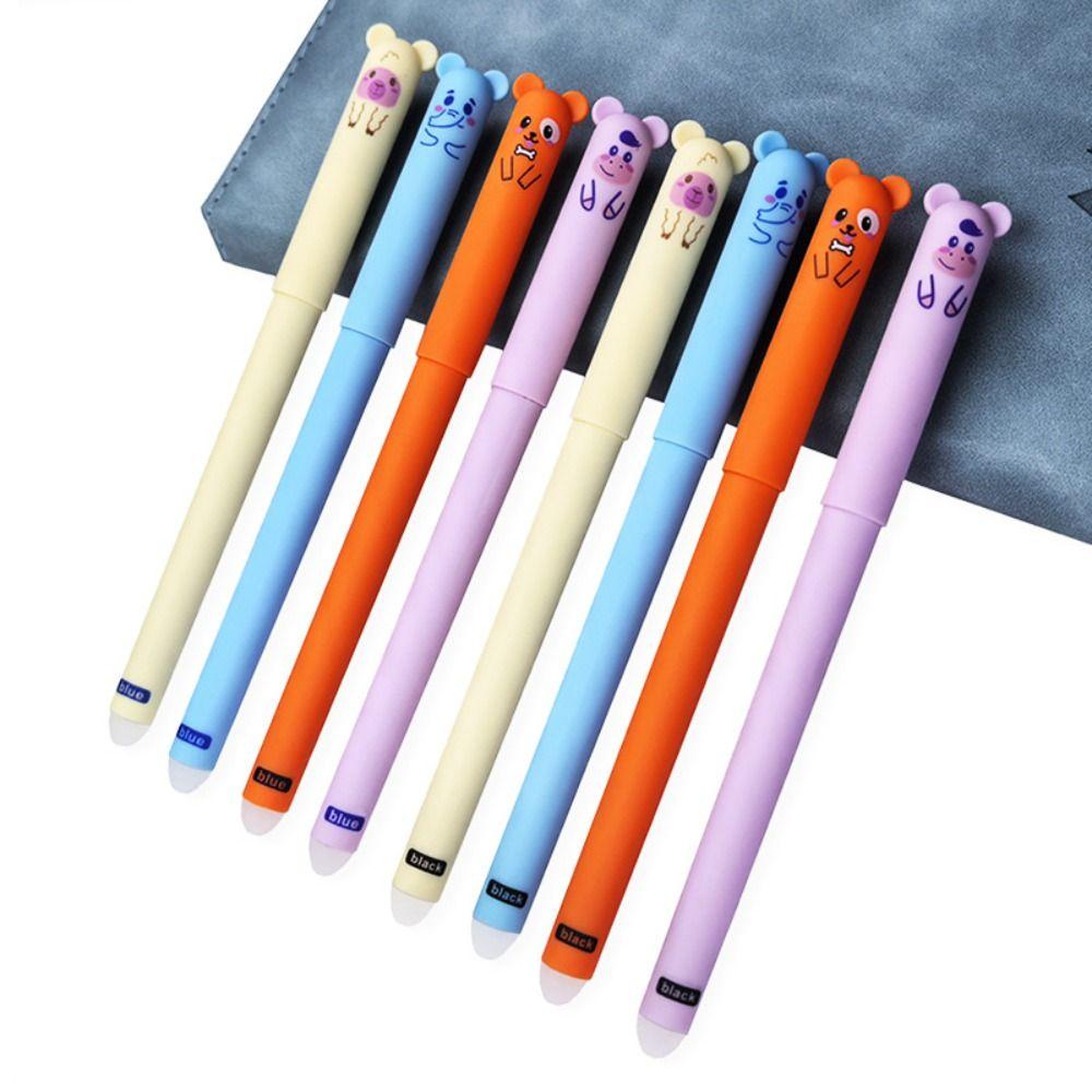 Smooth Writing Animal Design Erasable Pen 0.5mm Black/Blue Ink Quick Drying Neutral Pen Writing Tool Ballpoint Pen Students Gift
