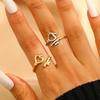 Simple Personality Stainless Steel Hollowed-out Heart Key Shape Opening Rings for Women Fashion Charm Finger Jewelry Accessories