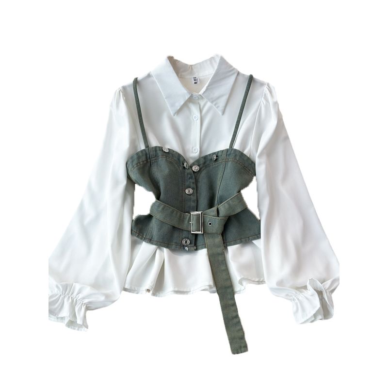 Age-Reducing Retro Denim Vest Loose Two-Piece Suit Sling