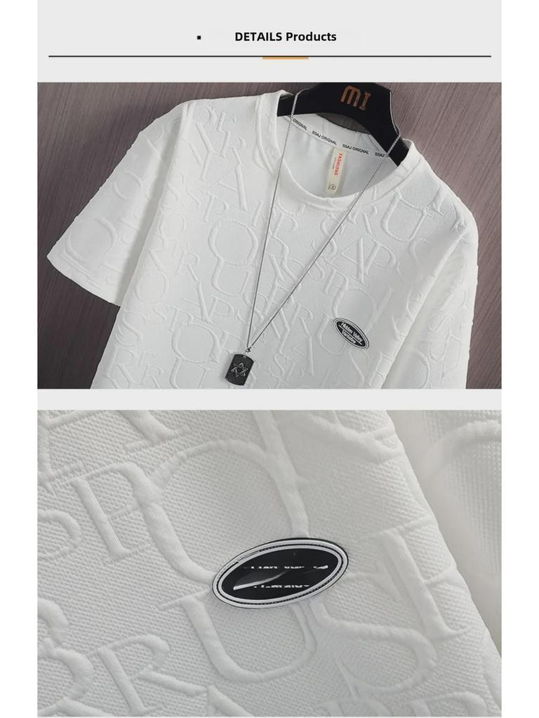 2024 Summer Men's Casual Two-Piece Sports Set: Ice Silk T-Shirt & Thin Shorts