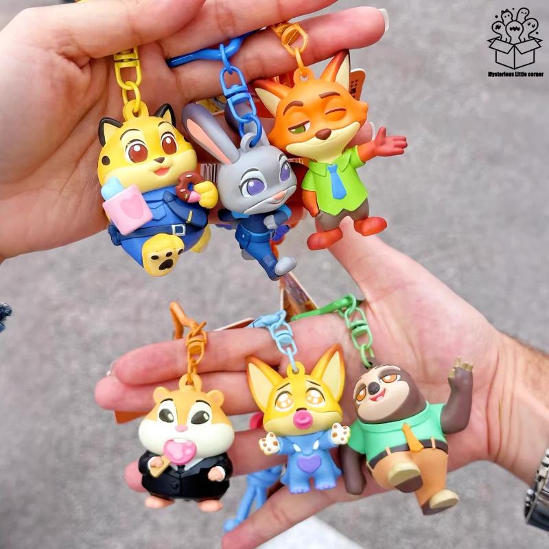Disney Unisex Zootopia Bunny Police Officer Judy Nick Keychain Anime Movie Character Collectible Backpack Pendant Gift