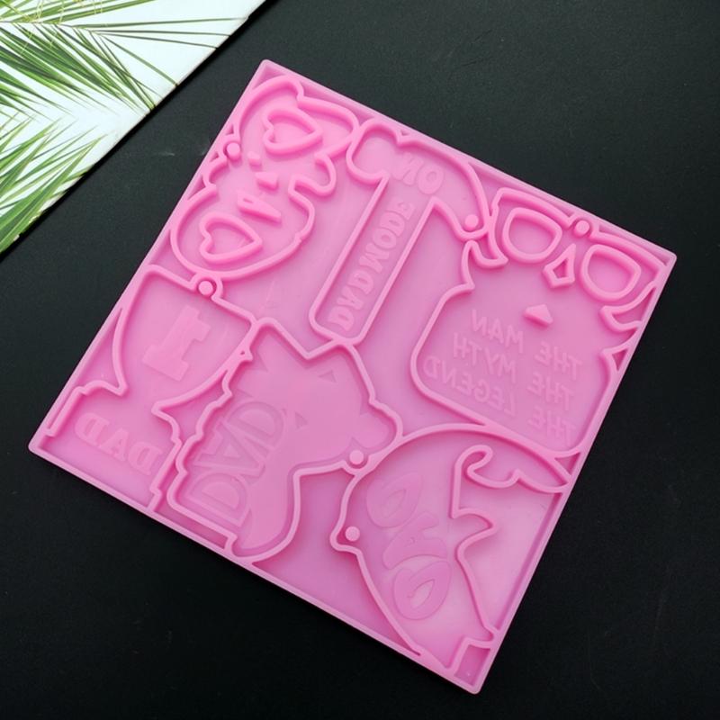 Silicone Pendant Mold for Father's Day Keychains Flexible Keychain Pendant Silicone Mold for Jewelry Studios Crafting