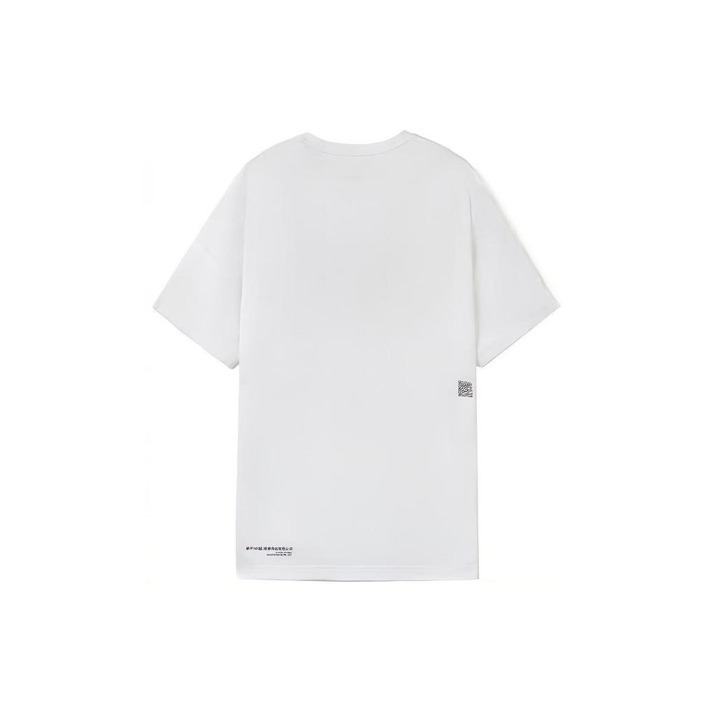 Li Ning T Shirts Men's White Crew Neck Moderate Straight Fit AHSR915-1