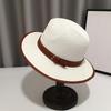 Fashion Double Belts British Top Hat Summer Vacation Panama Beach Hat Jazz Sun Shading Fedora Straw Hat