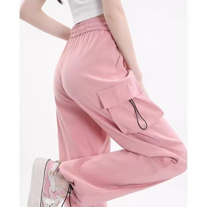 Women's Lightweight Gray High Waist Quick-Dry Sport Pants for Spring and Autumn