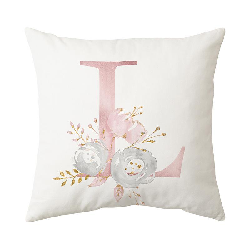 

New Home Floral Print Letter Pillow Cover Holiday Gift Nap Sofa Car Gift Pillow Premium Durable Quality Useful 45 * 45Cm