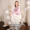 Xiangying Women's French V-Neck Long Sleeve Knitted Top with Bow Twist