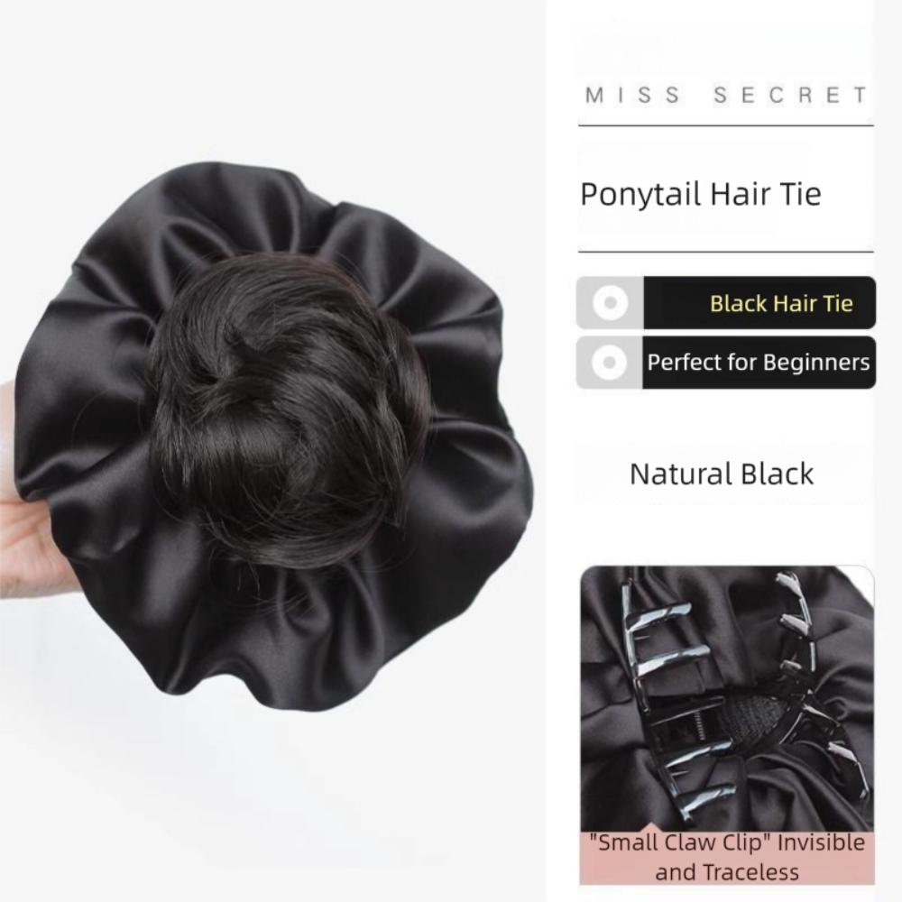 Satin Scrunchie False Hair Pieces Claw Clip Ponytail Chignon Fashion Flower Bun Head Wig  Daily Use