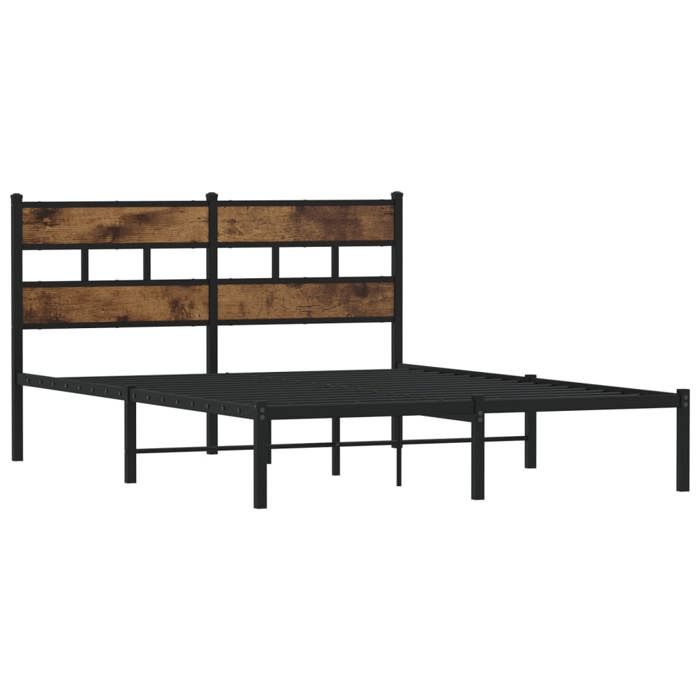VidaXL Metal Bed Frames Without Mattress Smoked Oak 140x200 Cm 4017054