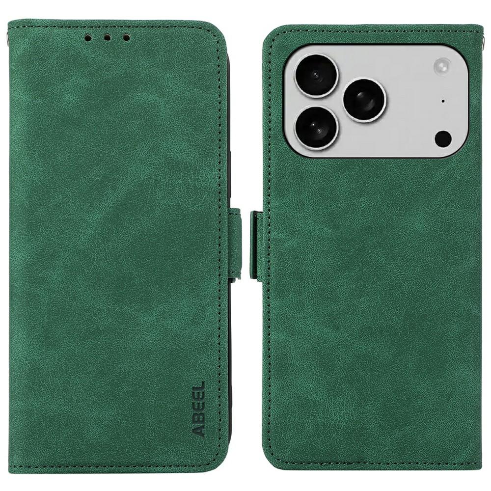 

ABEEL For iPhone 17 Pro Max Case PU Leather Folio Stand View RFID Blocking Phone Cover Green