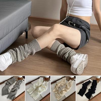 Knitted Scalloped Leg Warmers Women Cute Ribbed Scrunch Slouch Leg Warmers Retro