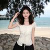 Korean pure desire storm point one-word collar short-sleeved t-shirt women's summer new slim-fitting sweet short fake two-piece top