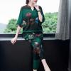 Completo da donna in due pezzi casual, con stampa, taglie forti, modello primavera ed estate, modello M-4XL, top a maniche corte e pantaloni cropped.