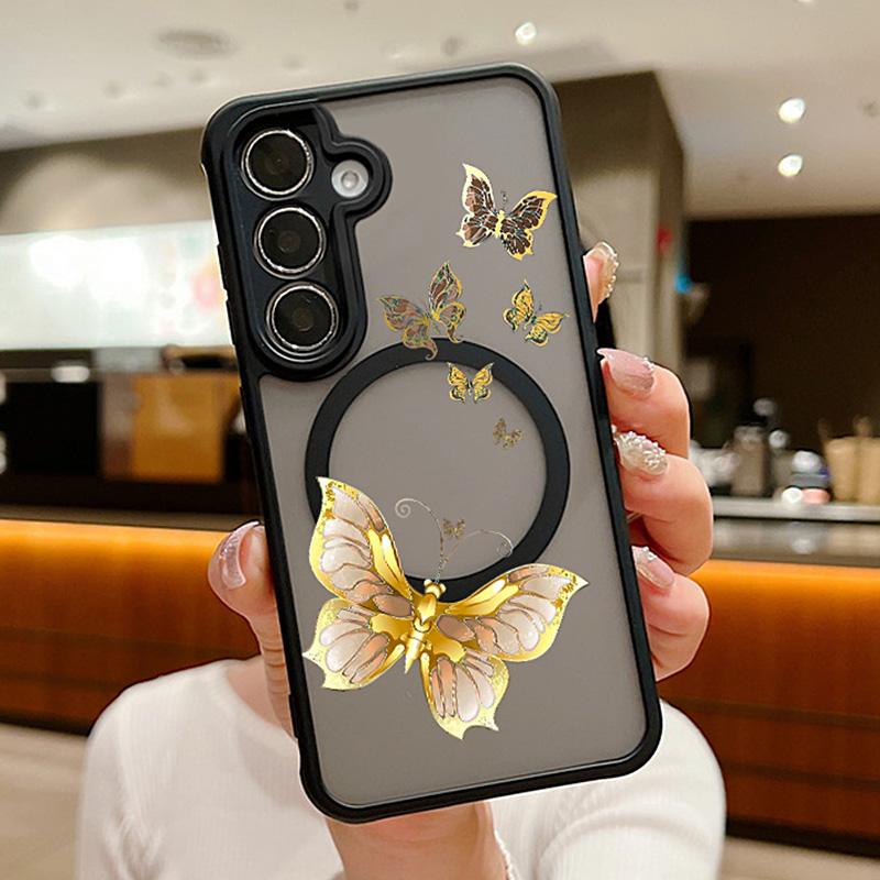 Colorful Butterfly Case For Samsung Galaxy S24 S23 S22 Ultra S22 Plus S23 FE Magnetic For Magsafe Wireless Charging Phone Cover