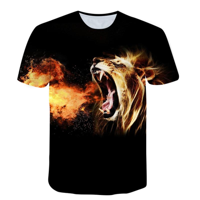 

Модні круті чоловічі футболки з візерунком «Владний Лев», нова літня футболка з 3D особистим принтом, повсякденна футболка з зображенням тварин у стилі хіп-хоп L