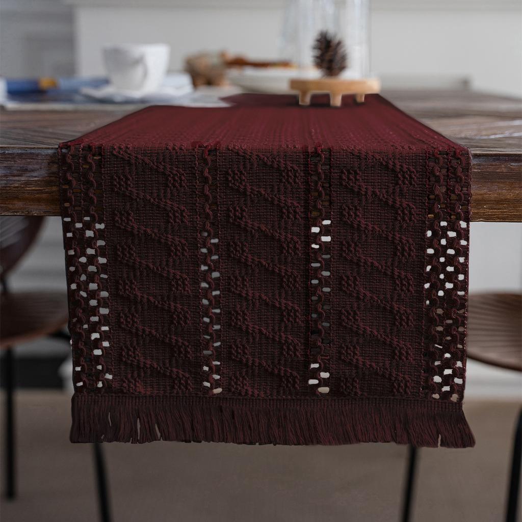 Solid Color Woven Tea Flag Hand Sewn Polyester Rectangular Table Runner and TV Cabinet Table Cloth Dining Table Wedding Decoration-1pcs