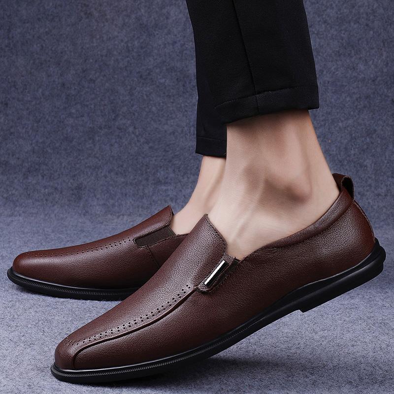 Fashion Luxury Brand Massage Sole Genuine Leather Loafers Anti Slip Men's Driving Shoes High-end Men's Wedding Shoes Free Delivery