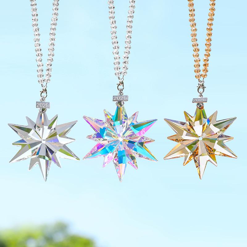 Creative Snowflake Hanging Ornament for Car Interior - Crystal Sunlight Catcher Decoration